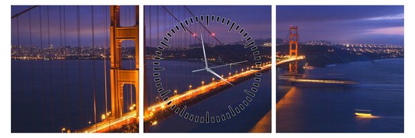 Obraz - Golden Gate Bridge (s hodinami) (90x30 cm)