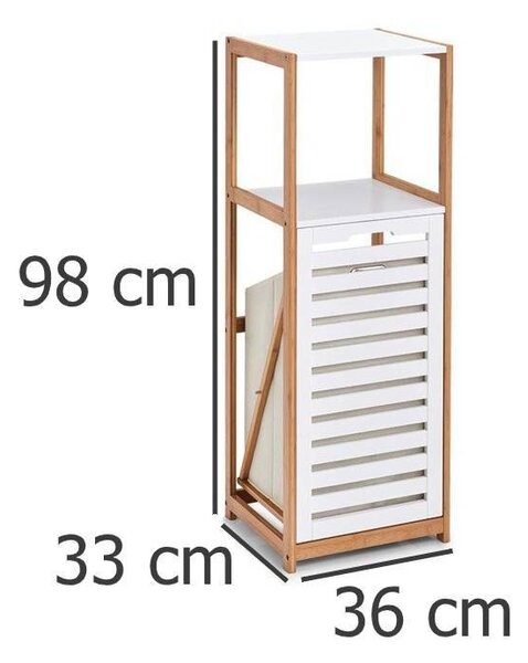 Koupelnový regál s košem na prádlo, bambusový