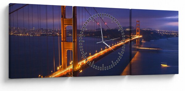 Obraz - Golden Gate Bridge (s hodinami) (90x30 cm)