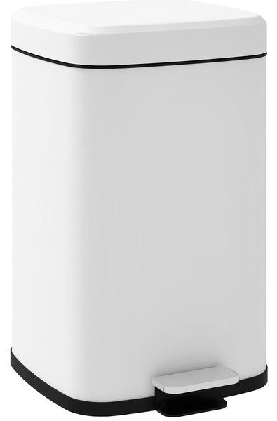 HOMCOM 20L Pěnový Odpadkový Koš z Nerezové Oceli s Tichým Víkem, Kompaktní, Odnímatelný Vnitřní Kbelík, 28L x 35Š x 45V cm, Bílý | Aosom