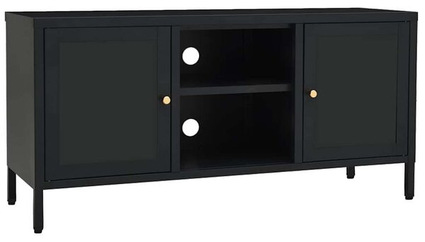 TV stolek černý 105 x 35 x 52 cm ocel a sklo 336058