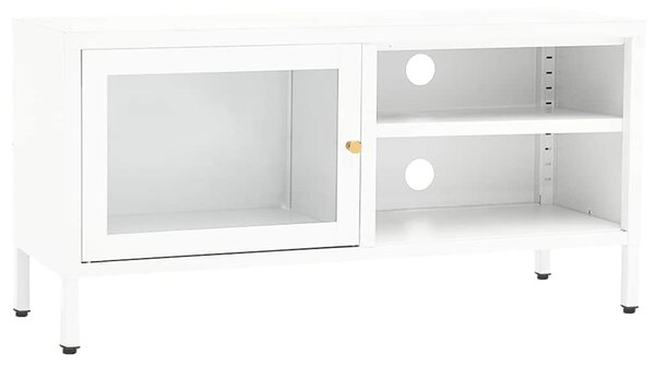 TV stolek bílý 90 x 30 x 44 cm ocel a sklo 336056