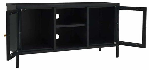 TV stolek černý 105 x 35 x 52 cm ocel a sklo 336058