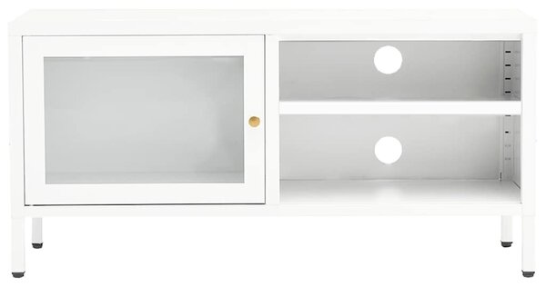 TV stolek bílý 90 x 30 x 44 cm ocel a sklo 336056