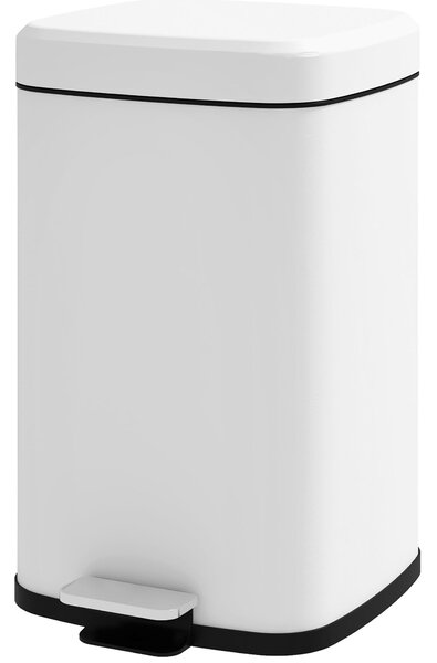 HOMCOM 20L Pěnový Odpadkový Koš z Nerezové Oceli s Tichým Víkem, Kompaktní, Odnímatelný Vnitřní Kbelík, 28L x 35Š x 45V cm, Bílý | Aosom
