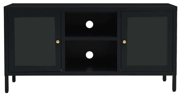 TV stolek černý 105 x 35 x 52 cm ocel a sklo 336058