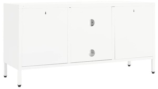 TV stolek bílý 105 x 35 x 52 cm ocel a sklo 336059