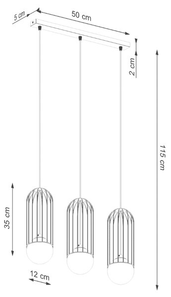 Sollux Lighting Závěsné svítidlo BRINA 3L černé