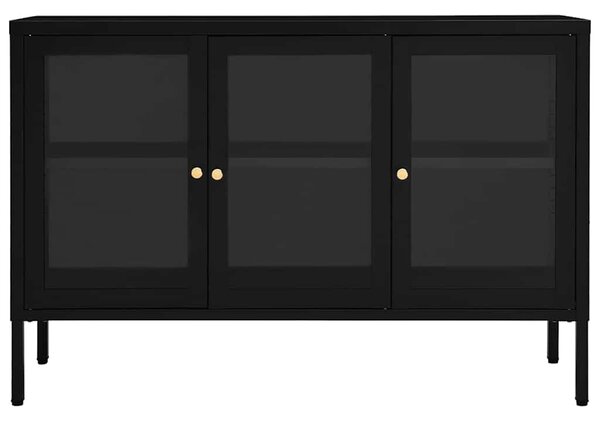 Příborník černý 105 x 35 x 70 cm ocel a sklo 336067