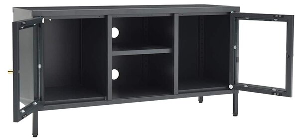 TV stolek antracitový 105 x 35 x 52 cm ocel a sklo 336060