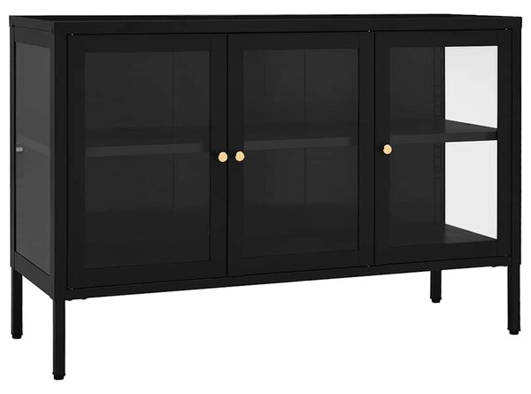 Příborník černý 105 x 35 x 70 cm ocel a sklo 336067