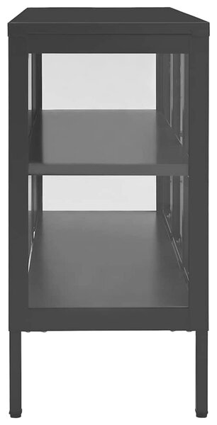 Příborník černý 105 x 35 x 70 cm ocel a sklo 336067