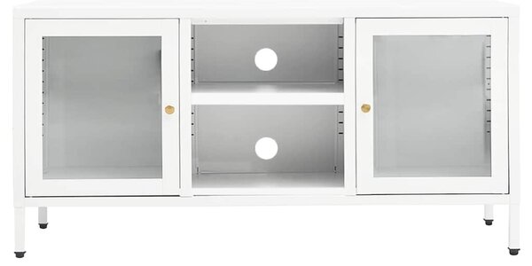 TV stolek bílý 105 x 35 x 52 cm ocel a sklo 336059
