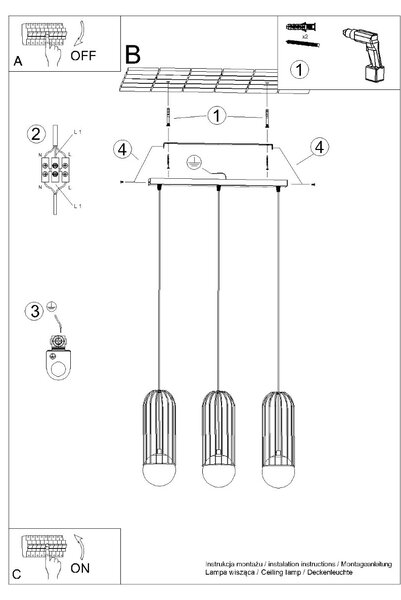Sollux Lighting Závěsné svítidlo BRINA 3L bílé