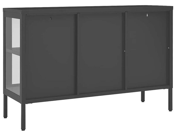 Příborník černý 105 x 35 x 70 cm ocel a sklo 336067