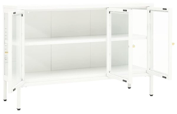 Příborník bílý 105 x 35 x 70 cm ocel a sklo 336068