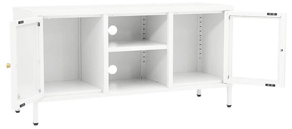 TV stolek bílý 105 x 35 x 52 cm ocel a sklo 336059