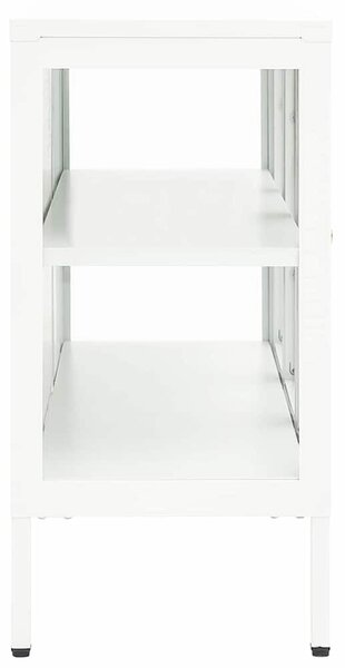 Příborník bílý 105 x 35 x 70 cm ocel a sklo 336068