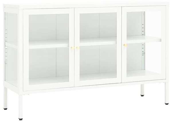 Příborník bílý 105 x 35 x 70 cm ocel a sklo 336068