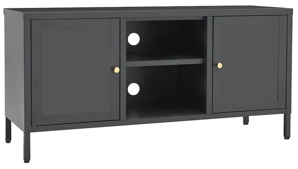 TV stolek antracitový 105 x 35 x 52 cm ocel a sklo 336060