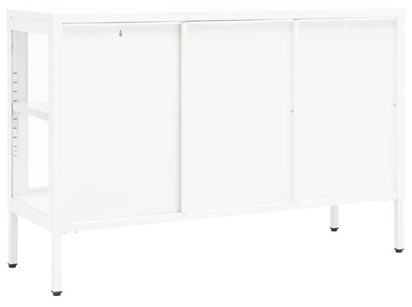 Příborník bílý 105 x 35 x 70 cm ocel a sklo 336068