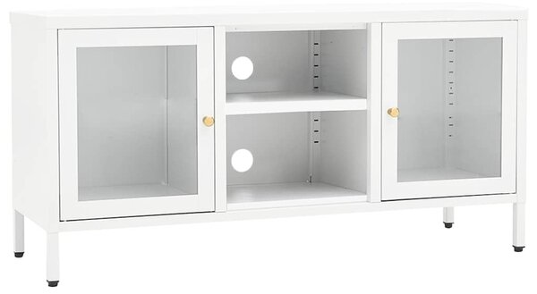 TV stolek bílý 105 x 35 x 52 cm ocel a sklo 336059