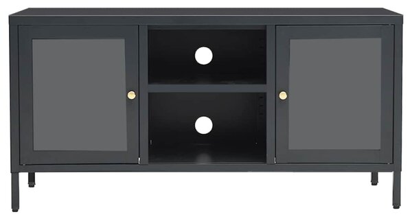 TV stolek antracitový 105 x 35 x 52 cm ocel a sklo 336060