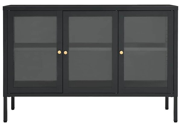 Příborník antracitový 105 x 35 x 70 cm ocel a sklo 336069