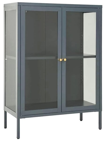 Příborník antracitový 75 x 35 x 105 cm ocel a sklo 336072