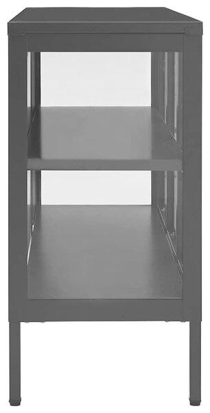 Příborník antracitový 105 x 35 x 70 cm ocel a sklo 336069