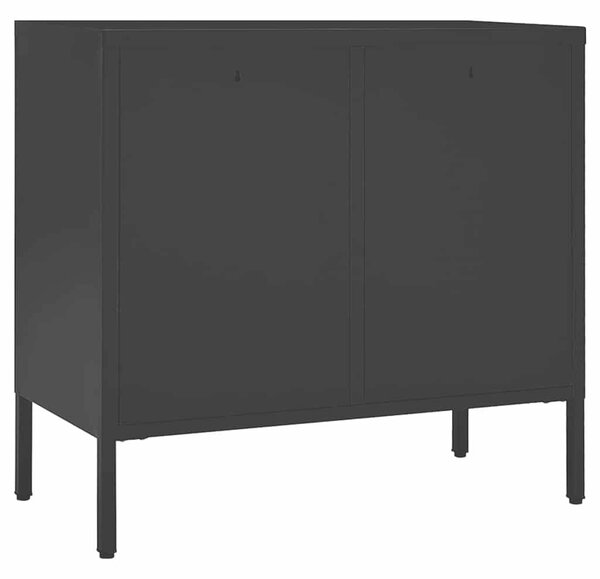 Příborník černý 75 x 35 x 70 cm ocel a tvrzené sklo 336073