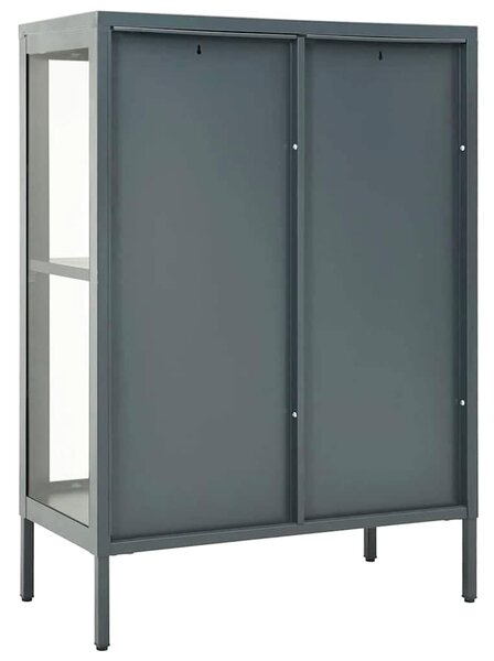 Příborník antracitový 75 x 35 x 105 cm ocel a sklo 336072