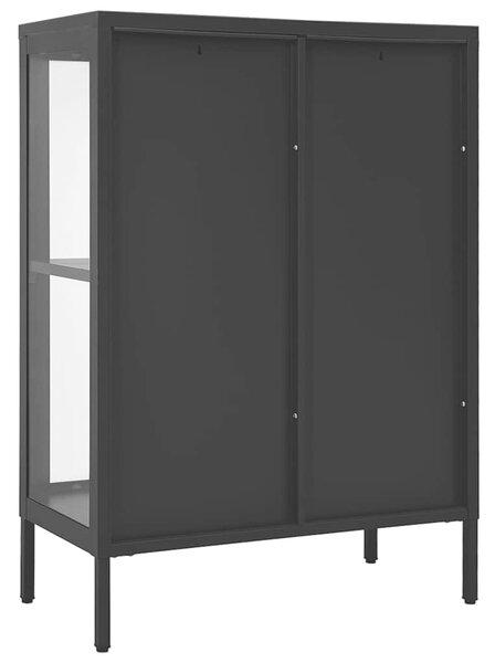 Příborník černý 75 x 35 x 105 cm ocel a sklo 336070