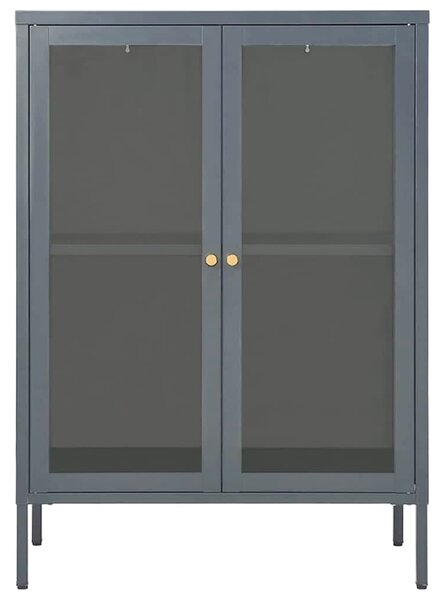 Příborník antracitový 75 x 35 x 105 cm ocel a sklo 336072