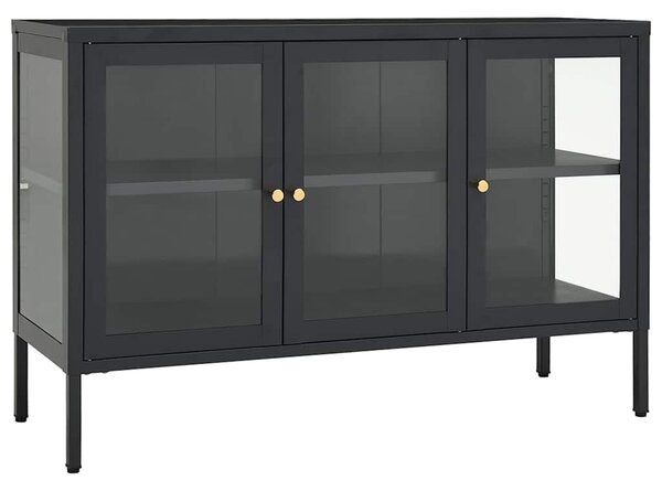 Příborník antracitový 105 x 35 x 70 cm ocel a sklo 336069
