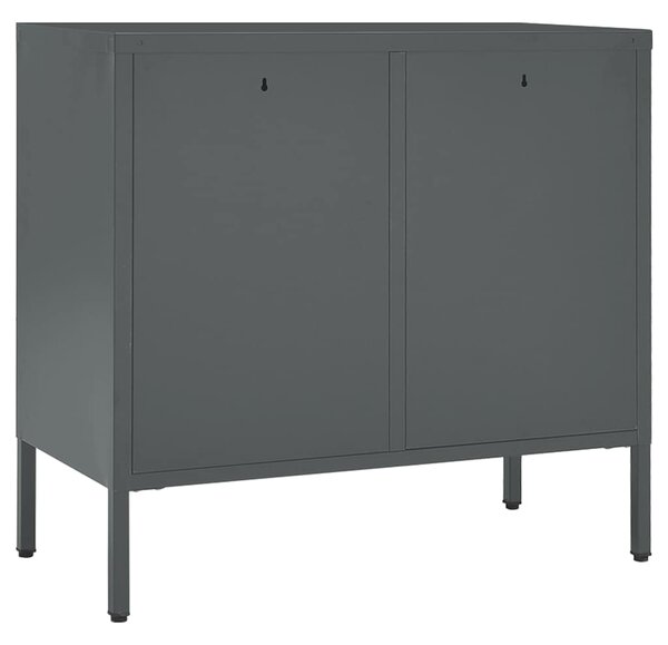 Příborník antracitový 75 x 35 x 70 cm ocel a tvrzené sklo 336075