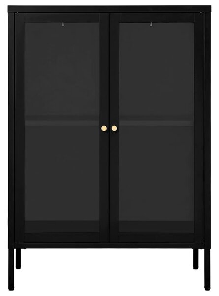 Příborník černý 75 x 35 x 105 cm ocel a sklo 336070
