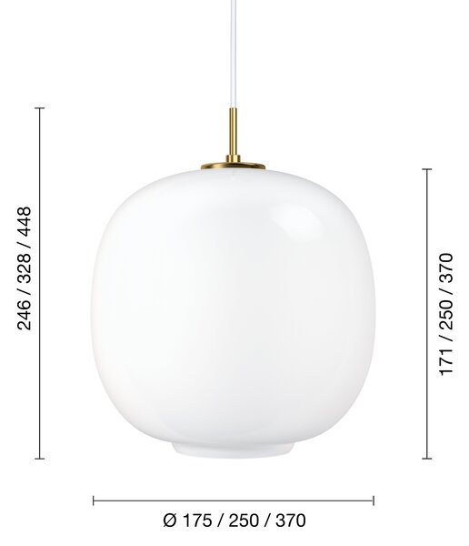 LOUIS POULSEN Závěsná lampa VL 45 Radiohus, 175, Brass / White Opal