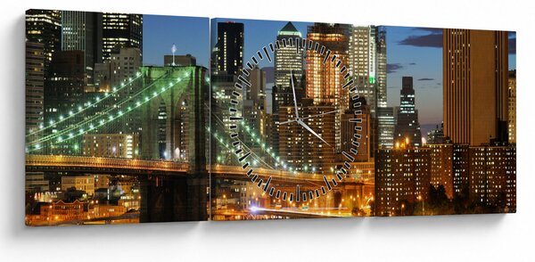 Obraz - Most s New Yorkem (s hodinami) (90x30 cm)