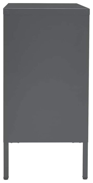 Příborník antracitový 75 x 35 x 70 cm ocel a tvrzené sklo 336075