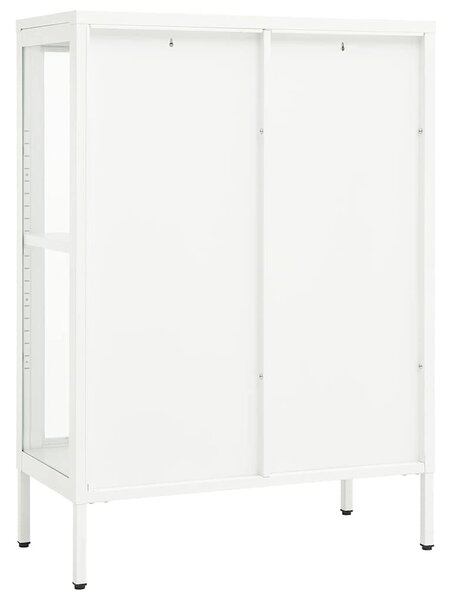 Příborník bílý 75 x 35 x 105 cm ocel a sklo 336071