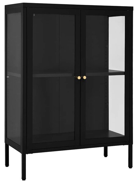 Příborník černý 75 x 35 x 105 cm ocel a sklo 336070