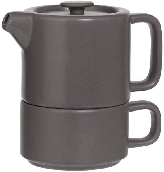 Konvice čajová s šálkem NATURAL, 400 ml, barva šedá