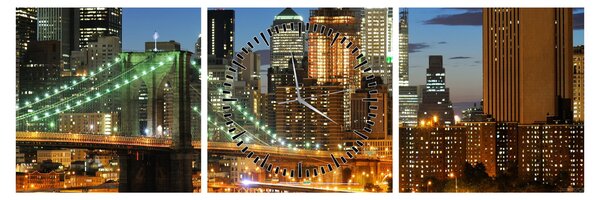 Obraz - Most s New Yorkem (s hodinami) (90x30 cm)