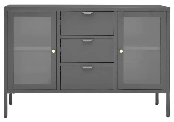 Příborník antracitový 105 x 35 x 70 cm ocel a tvrzené sklo 336078