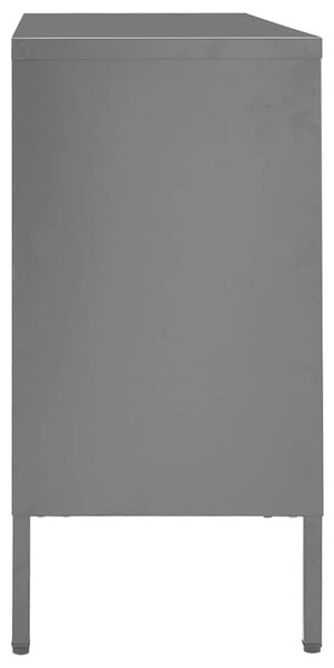 Příborník antracitový 105 x 35 x 70 cm ocel a tvrzené sklo 336078