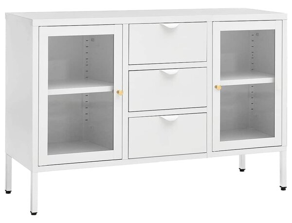 Příborník bílý 105 x 35 x 70 cm ocel a tvrzené sklo 336077