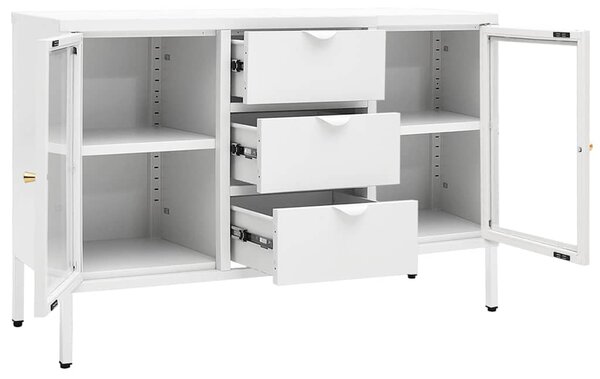 Příborník bílý 105 x 35 x 70 cm ocel a tvrzené sklo 336077