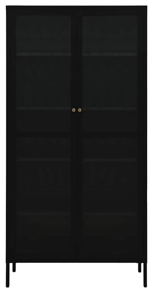 Vitrína černá 90 x 40 x 180 cm ocel a tvrzené sklo 336079