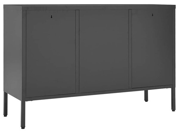 Příborník antracitový 105 x 35 x 70 cm ocel a tvrzené sklo 336078